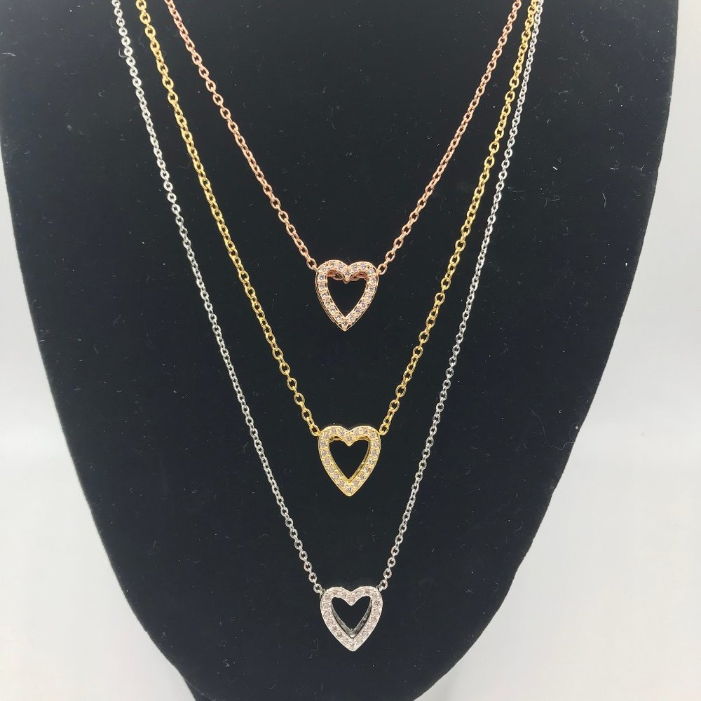Dainty Heart Cubic Zirconia Gold Silver or Rose Gold 18 in waterproof Stainless